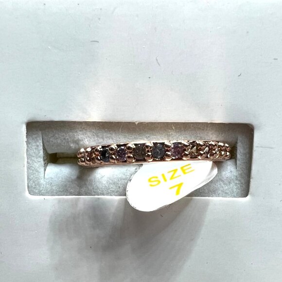 Ring Bomb Party Ring, NWOT, size 7, rose gold color band with minis clear stones - Picture 3 of 4